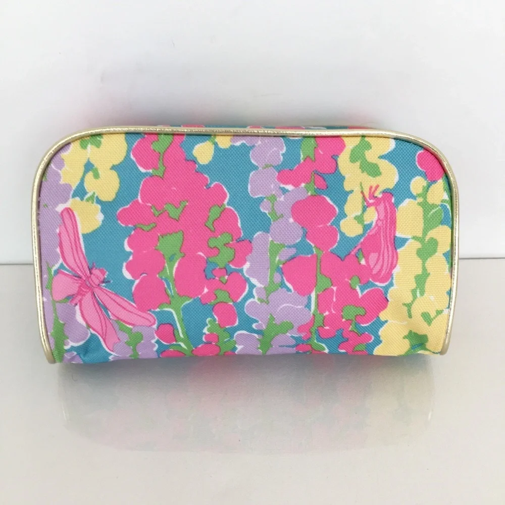 Lilly Pulitzer x Estée Lauder Makeup/Toiletry Cosmetic Bag Blue Pink Floral NEW